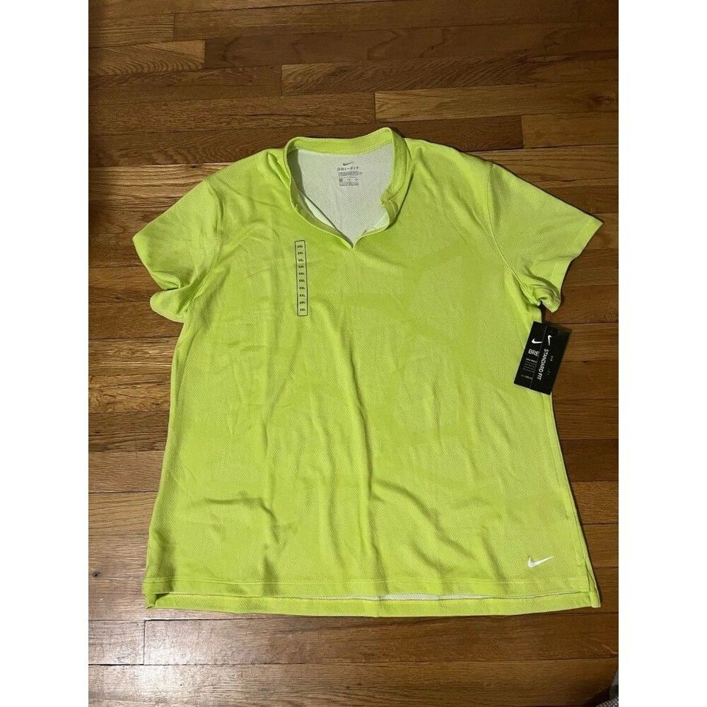 NWT Nike Dri-FIT women’s Golf Shirt Lime Green XXL Standard Fit Breathable Logo